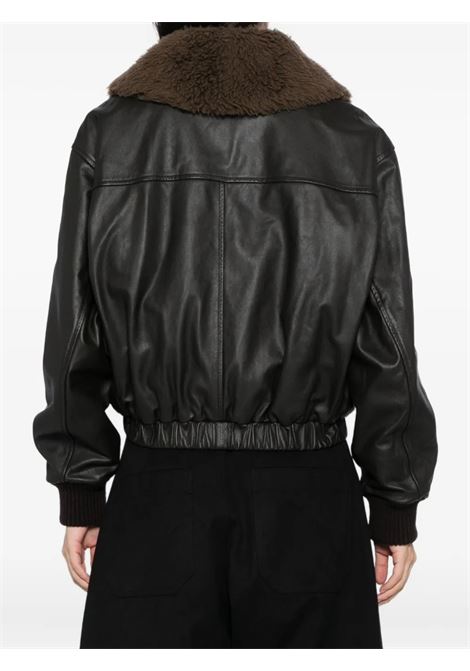 giacca leather blouson shearling collar donna marrone scuro LEMAIRE | OW1043 LL0095BR507